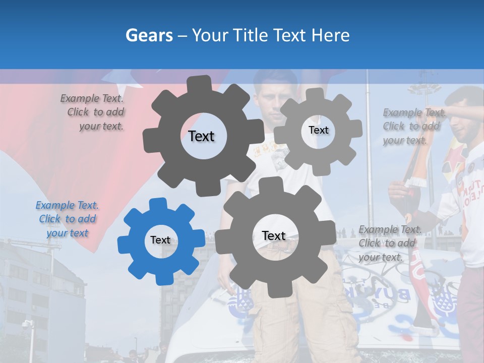 A Man Holding A Flag Standing On Top Of A Car PowerPoint Template