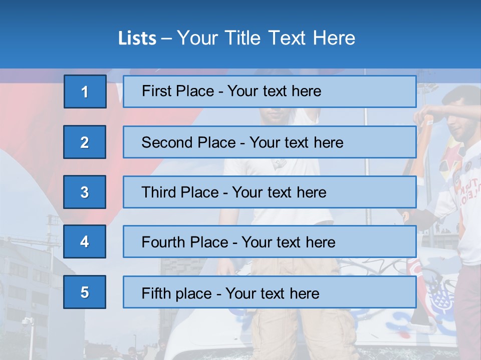 A Man Holding A Flag Standing On Top Of A Car PowerPoint Template