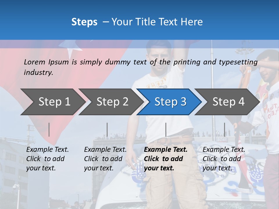 A Man Holding A Flag Standing On Top Of A Car PowerPoint Template