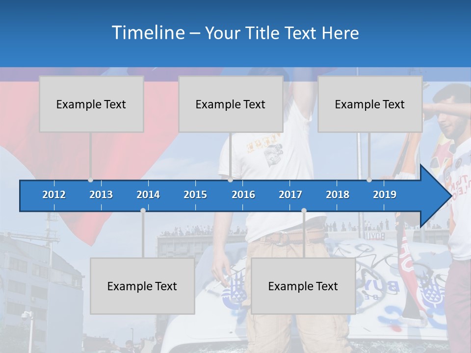 A Man Holding A Flag Standing On Top Of A Car PowerPoint Template