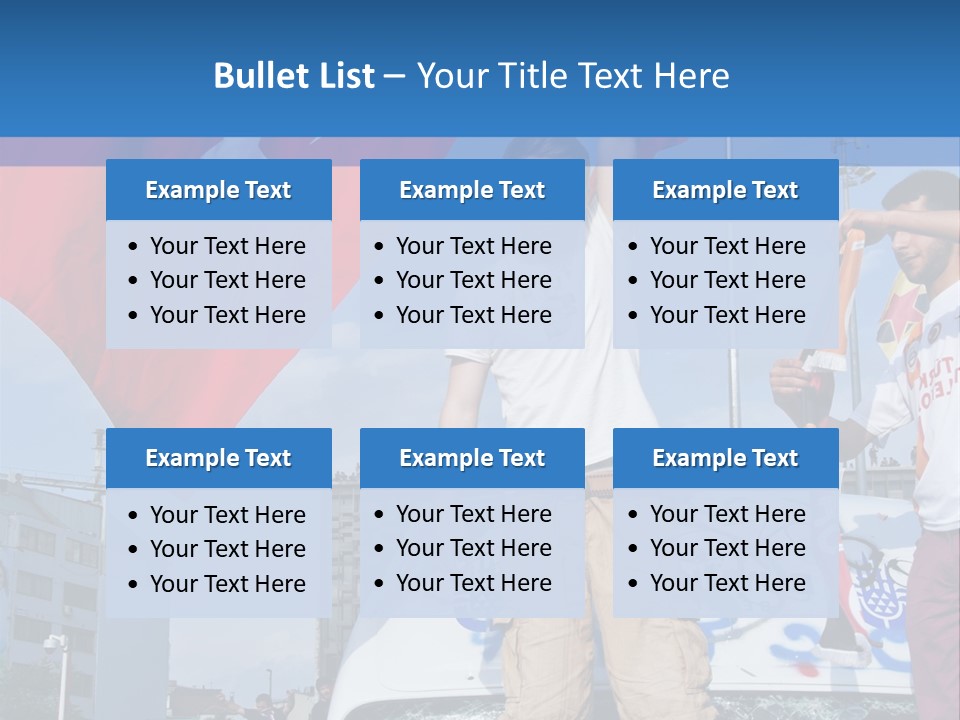 A Man Holding A Flag Standing On Top Of A Car PowerPoint Template