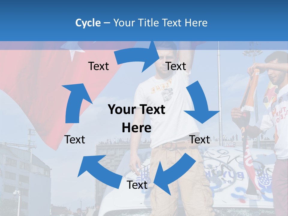 A Man Holding A Flag Standing On Top Of A Car PowerPoint Template