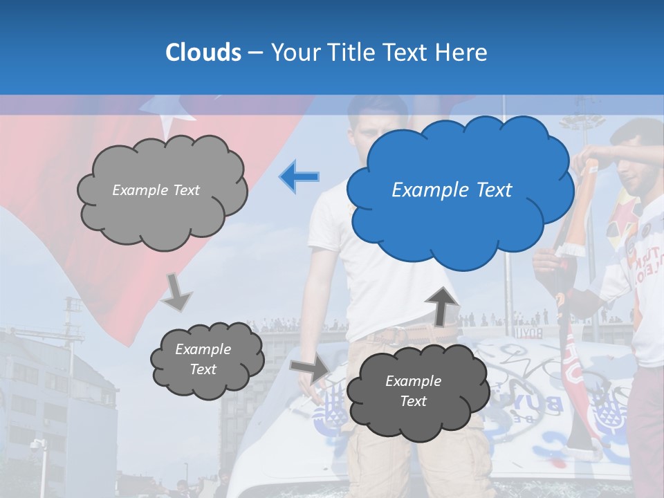 A Man Holding A Flag Standing On Top Of A Car PowerPoint Template