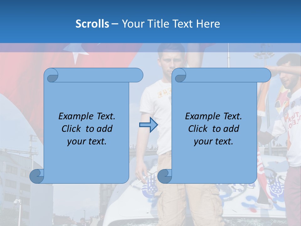A Man Holding A Flag Standing On Top Of A Car PowerPoint Template