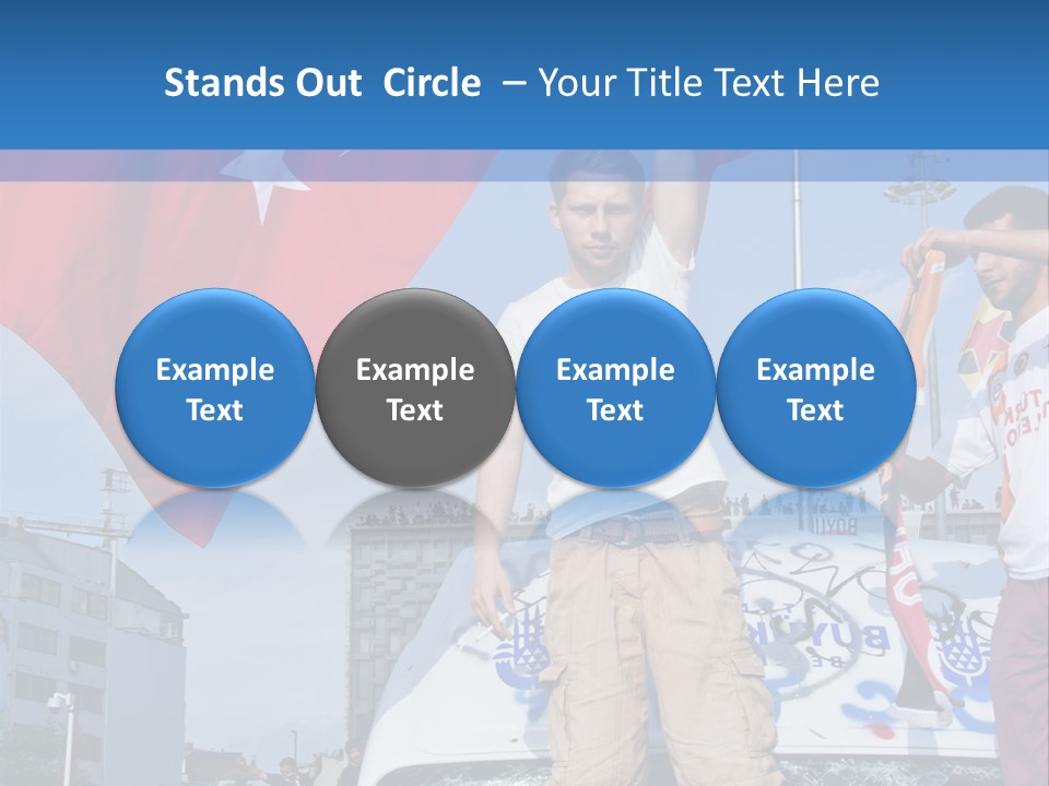 A Man Holding A Flag Standing On Top Of A Car PowerPoint Template