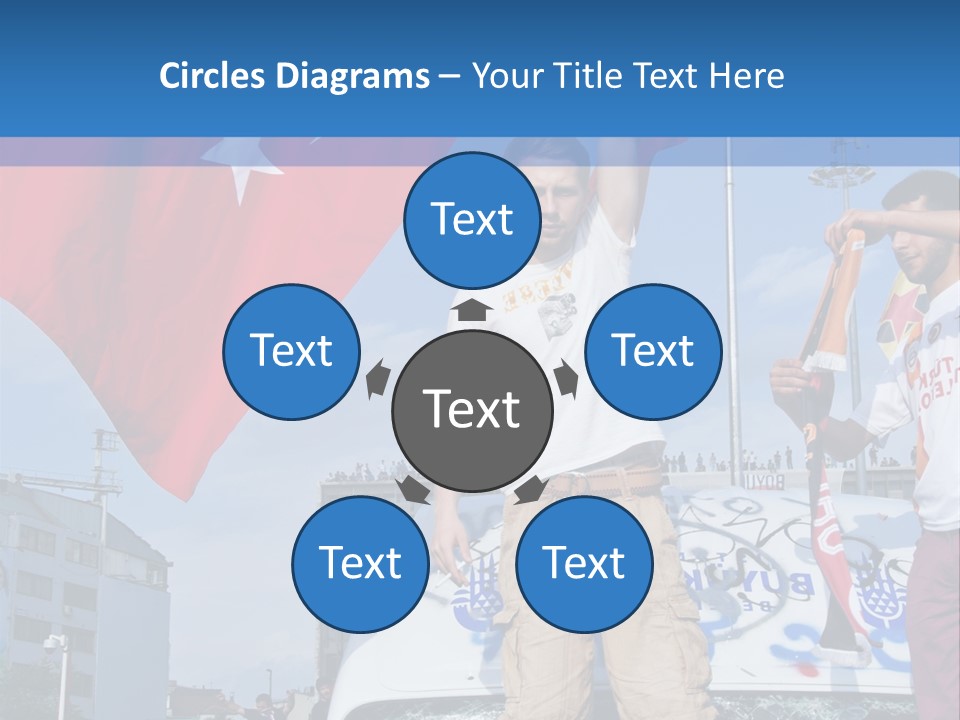 A Man Holding A Flag Standing On Top Of A Car PowerPoint Template