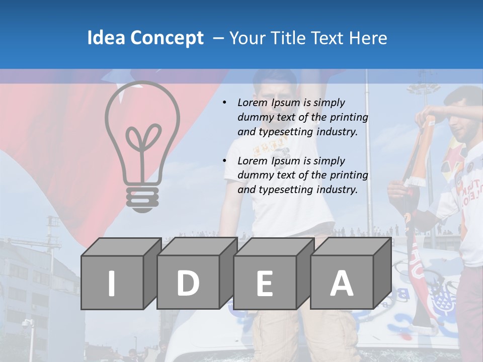 A Man Holding A Flag Standing On Top Of A Car PowerPoint Template