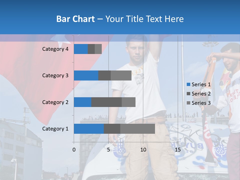 A Man Holding A Flag Standing On Top Of A Car PowerPoint Template