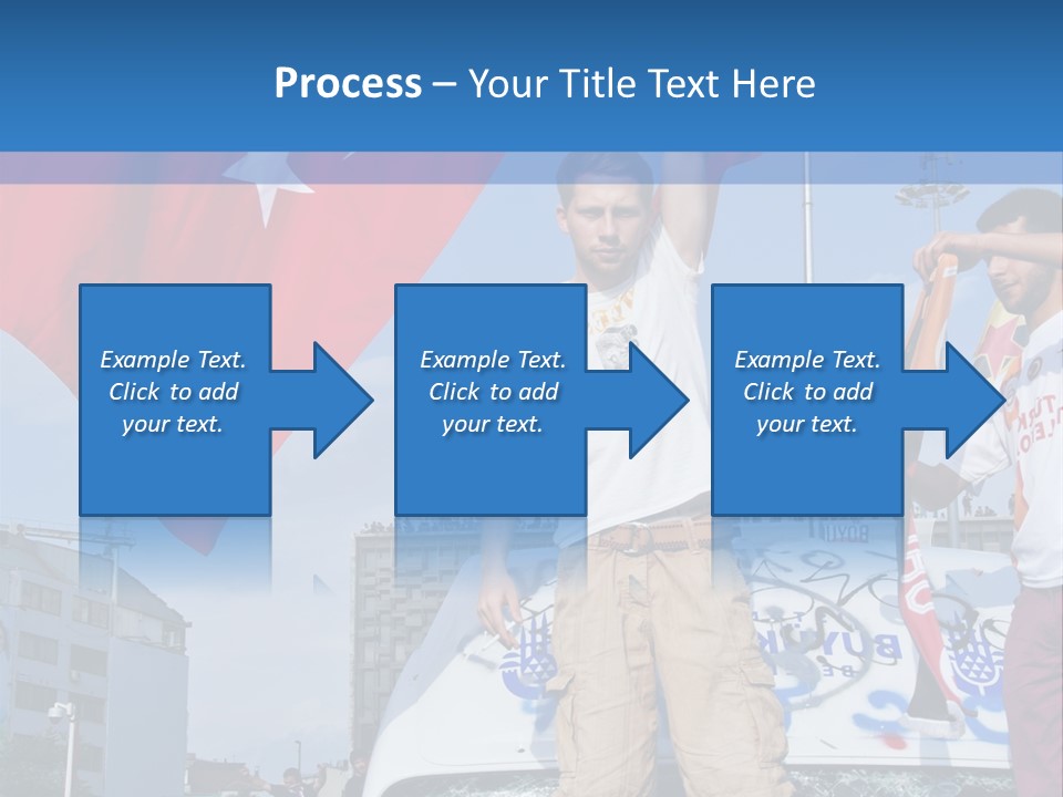 A Man Holding A Flag Standing On Top Of A Car PowerPoint Template