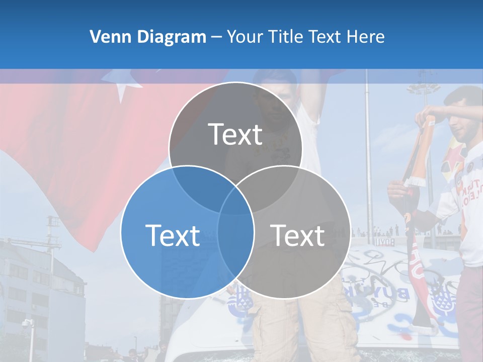 A Man Holding A Flag Standing On Top Of A Car PowerPoint Template