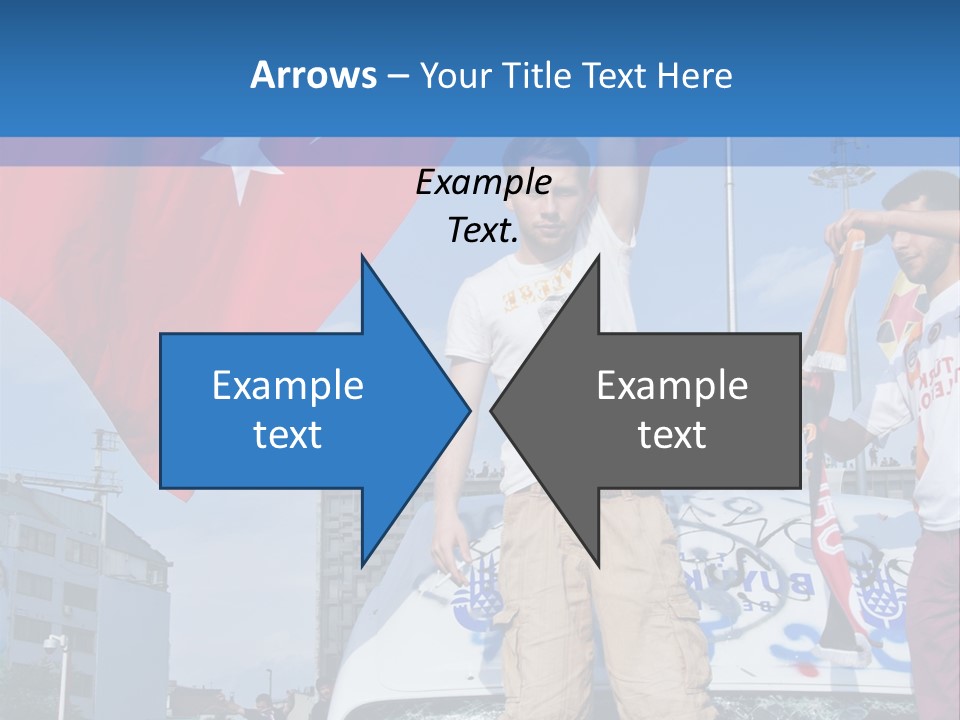 A Man Holding A Flag Standing On Top Of A Car PowerPoint Template