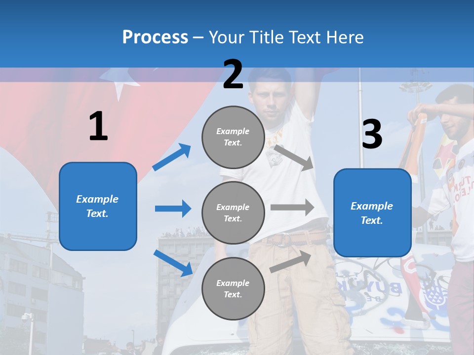 A Man Holding A Flag Standing On Top Of A Car PowerPoint Template