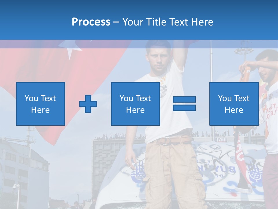 A Man Holding A Flag Standing On Top Of A Car PowerPoint Template