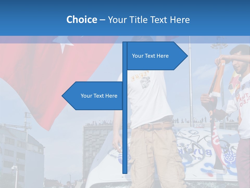 A Man Holding A Flag Standing On Top Of A Car PowerPoint Template