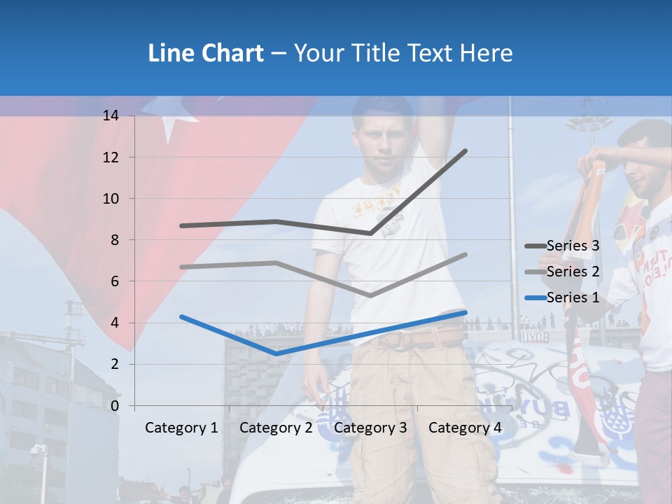 A Man Holding A Flag Standing On Top Of A Car PowerPoint Template