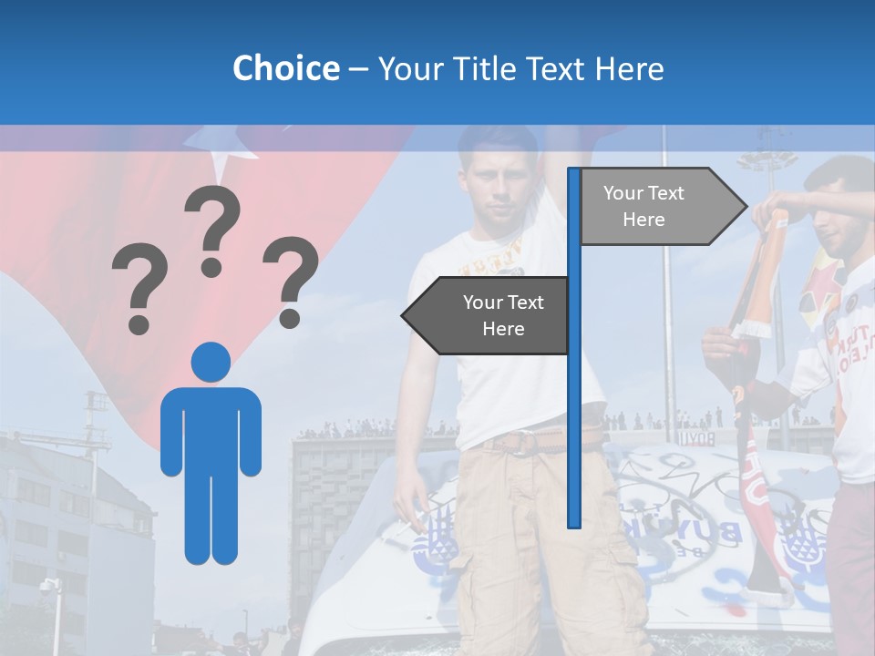 A Man Holding A Flag Standing On Top Of A Car PowerPoint Template