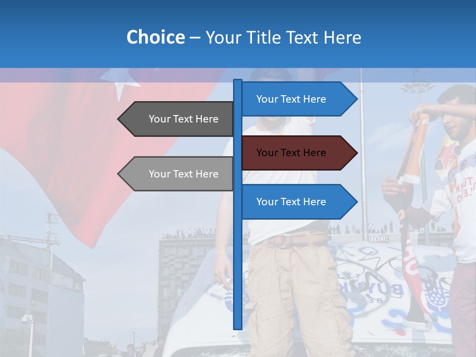 A Man Holding A Flag Standing On Top Of A Car PowerPoint Template