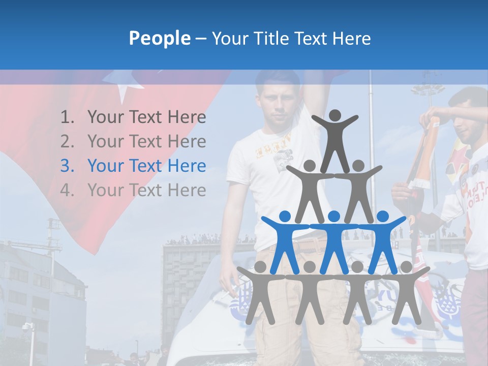 A Man Holding A Flag Standing On Top Of A Car PowerPoint Template