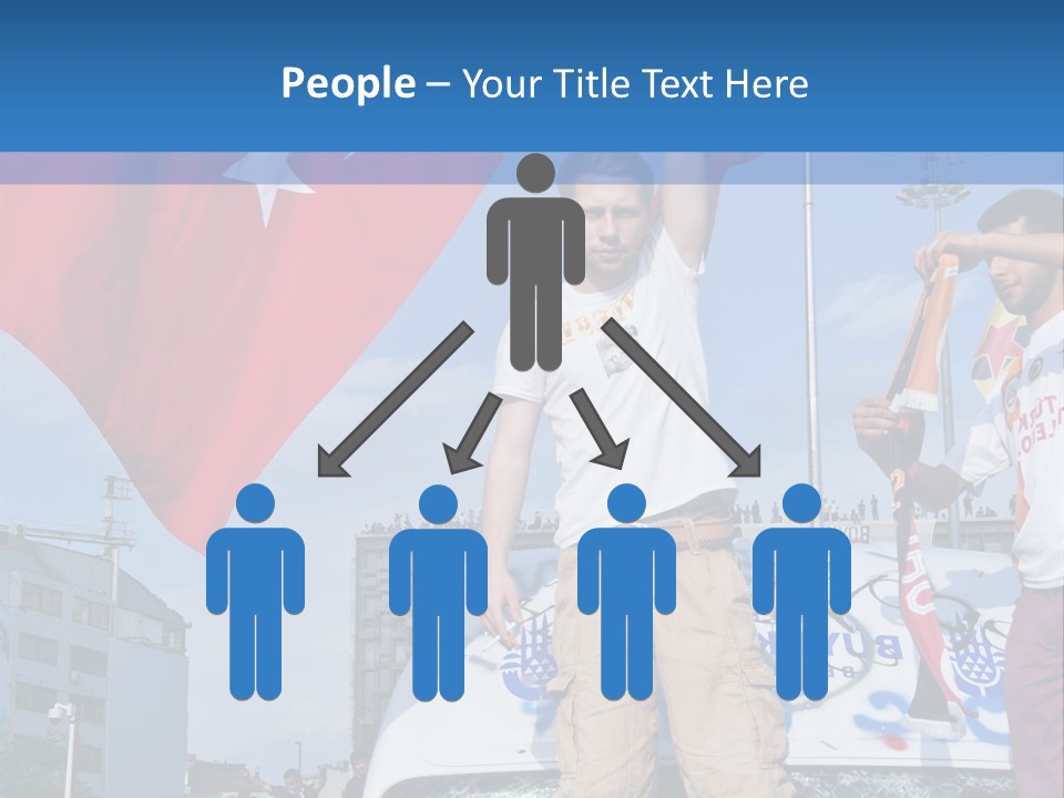 A Man Holding A Flag Standing On Top Of A Car PowerPoint Template