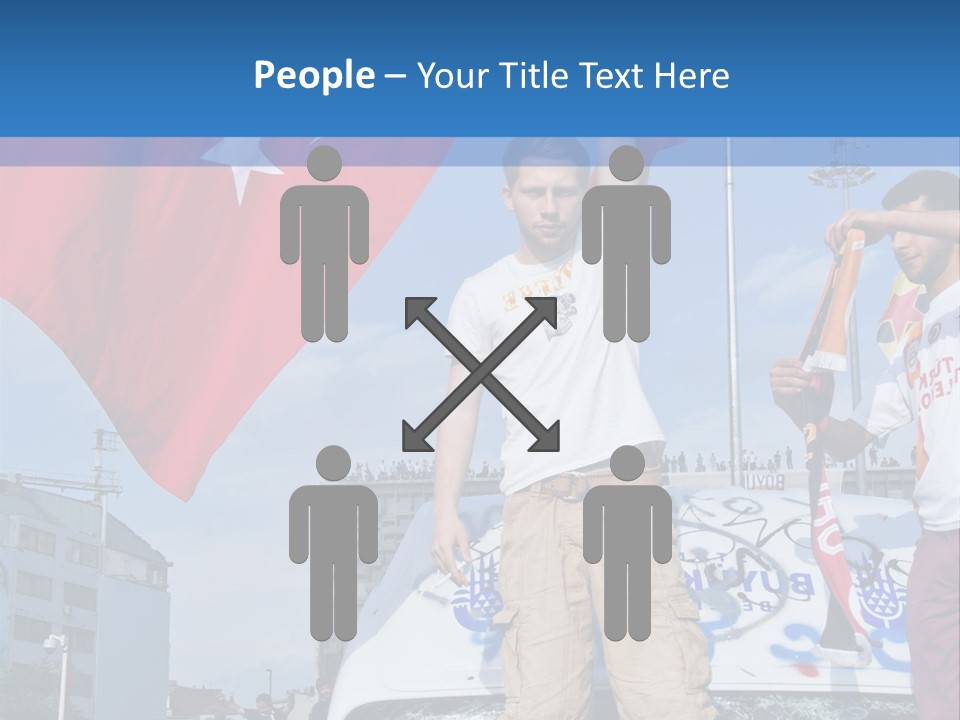 A Man Holding A Flag Standing On Top Of A Car PowerPoint Template