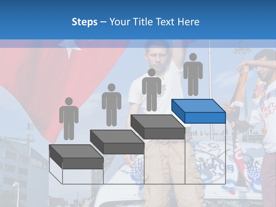 A Man Holding A Flag Standing On Top Of A Car PowerPoint Template