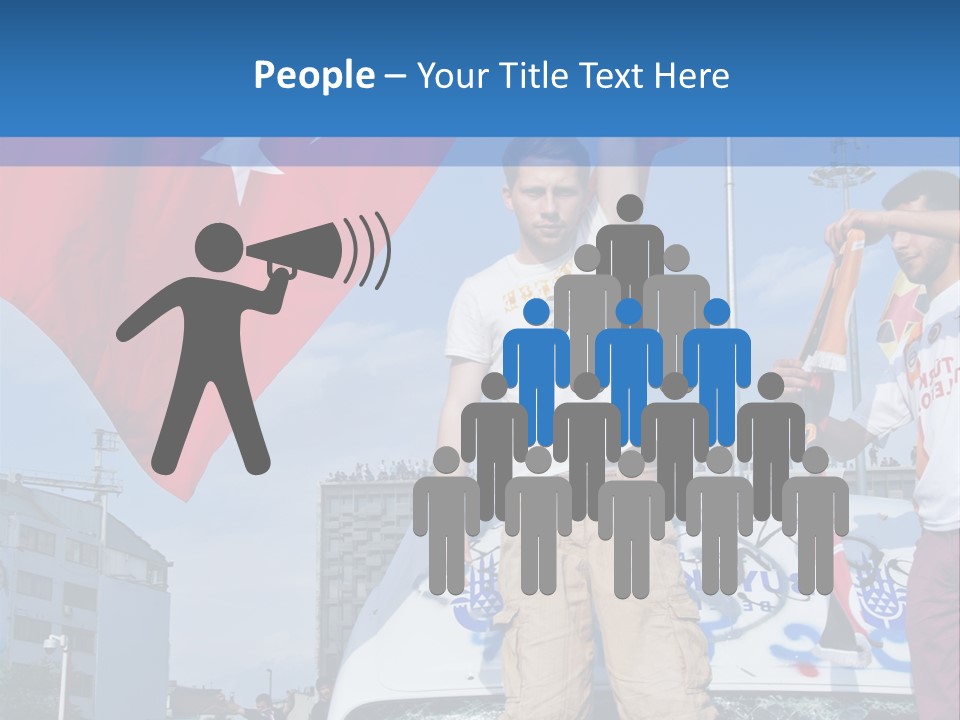 A Man Holding A Flag Standing On Top Of A Car PowerPoint Template