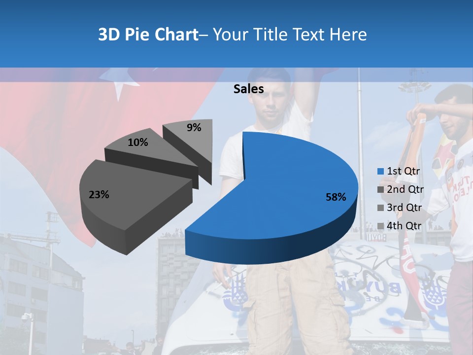 A Man Holding A Flag Standing On Top Of A Car PowerPoint Template