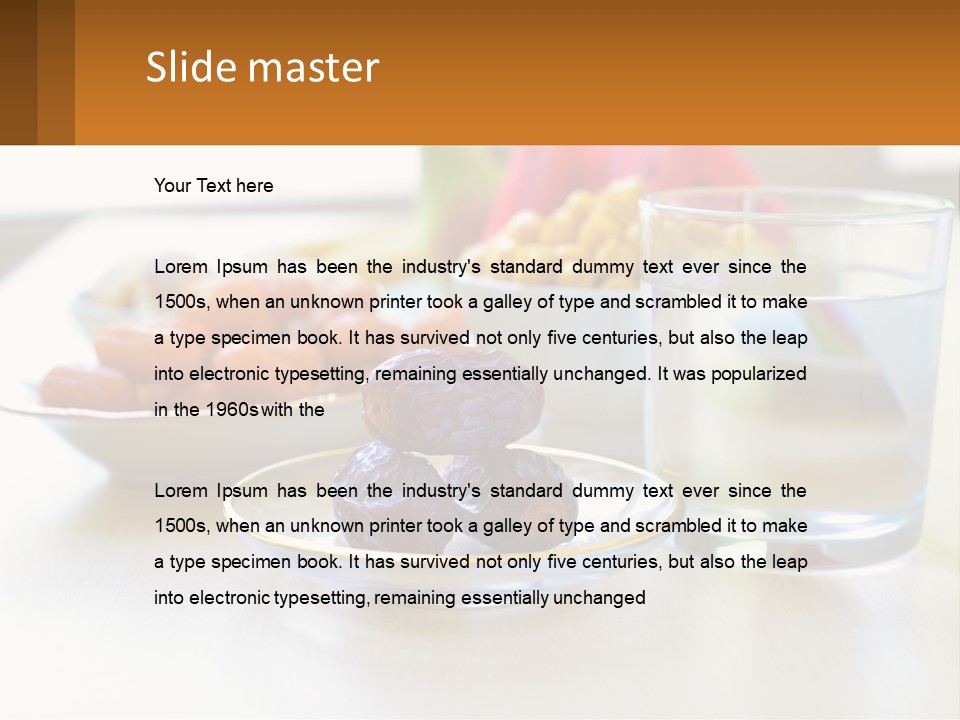 A Table Topped With A Bowl Of Fruit And A Glass Of Water PowerPoint Template