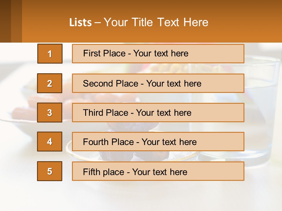 A Table Topped With A Bowl Of Fruit And A Glass Of Water PowerPoint Template
