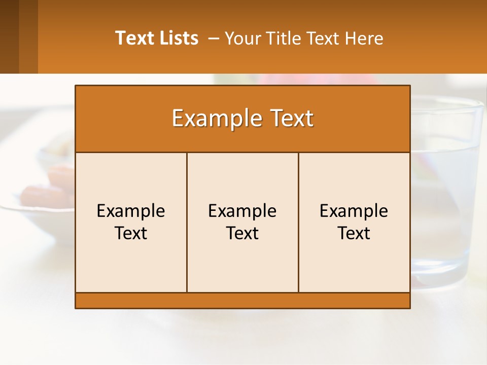 A Table Topped With A Bowl Of Fruit And A Glass Of Water PowerPoint Template