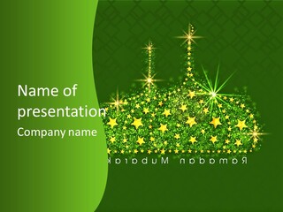 A Green Background With Stars And A Crown PowerPoint Template