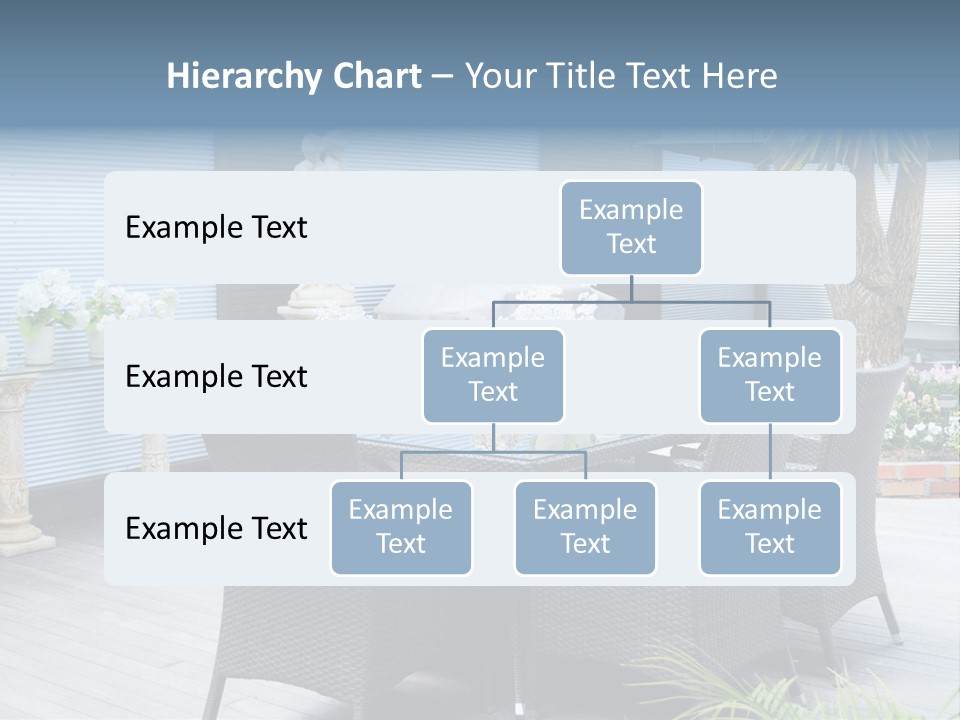 A Table And Chairs On A Patio With A Statue In The Background PowerPoint Template