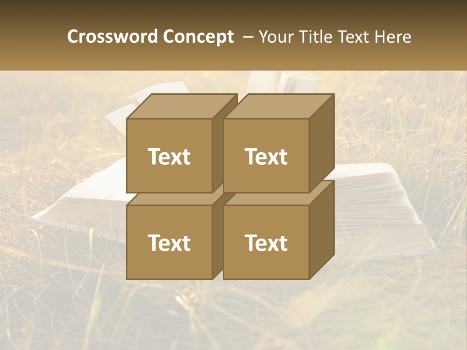 An Open Book Sitting On Top Of A Lush Green Field PowerPoint Template