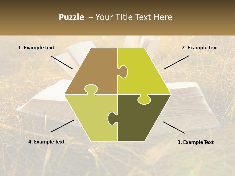 An Open Book Sitting On Top Of A Lush Green Field PowerPoint Template