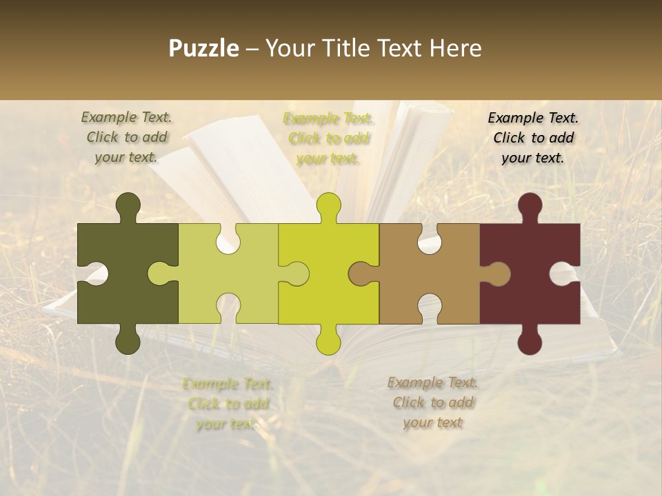 An Open Book Sitting On Top Of A Lush Green Field PowerPoint Template