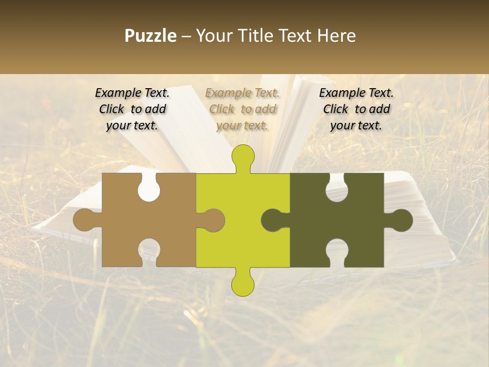 An Open Book Sitting On Top Of A Lush Green Field PowerPoint Template