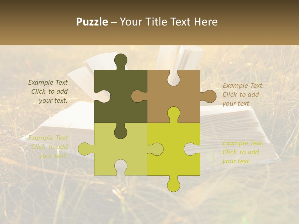 An Open Book Sitting On Top Of A Lush Green Field PowerPoint Template