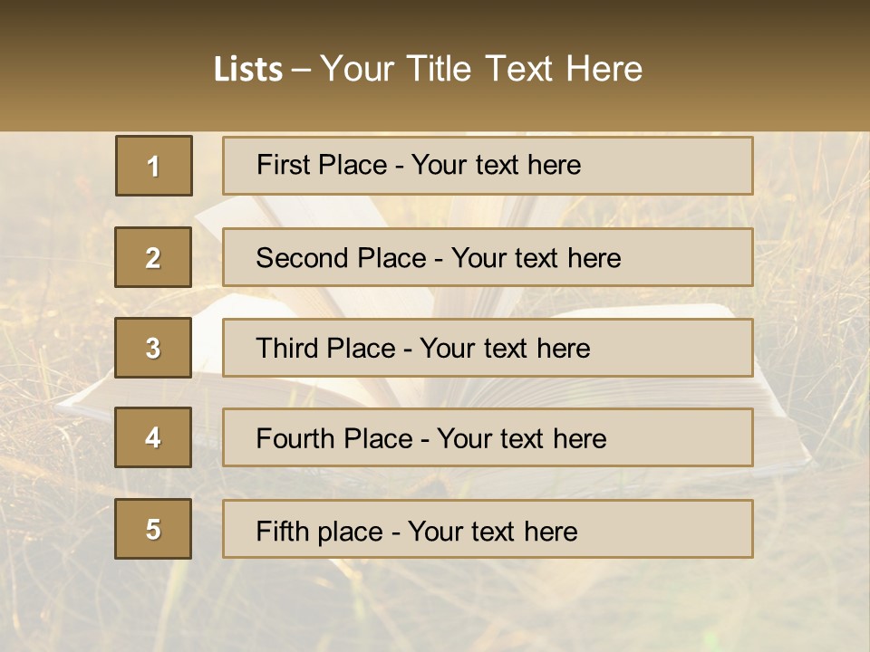 An Open Book Sitting On Top Of A Lush Green Field PowerPoint Template