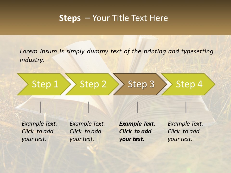 An Open Book Sitting On Top Of A Lush Green Field PowerPoint Template