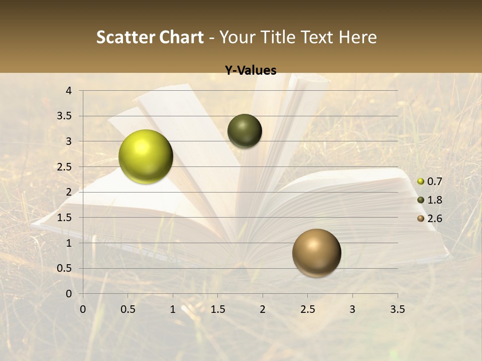 An Open Book Sitting On Top Of A Lush Green Field PowerPoint Template