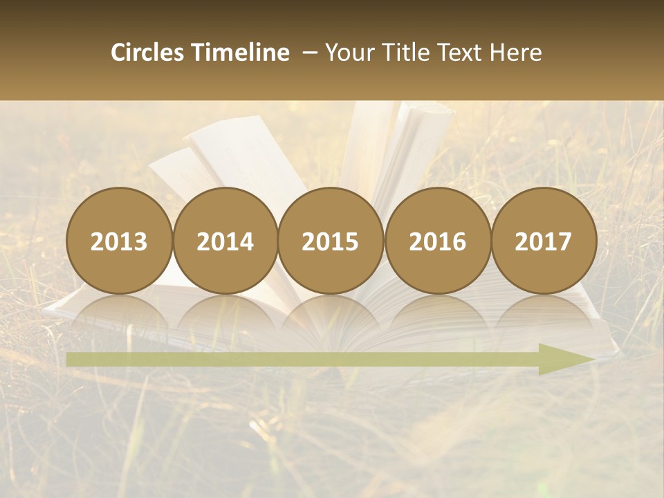 An Open Book Sitting On Top Of A Lush Green Field PowerPoint Template