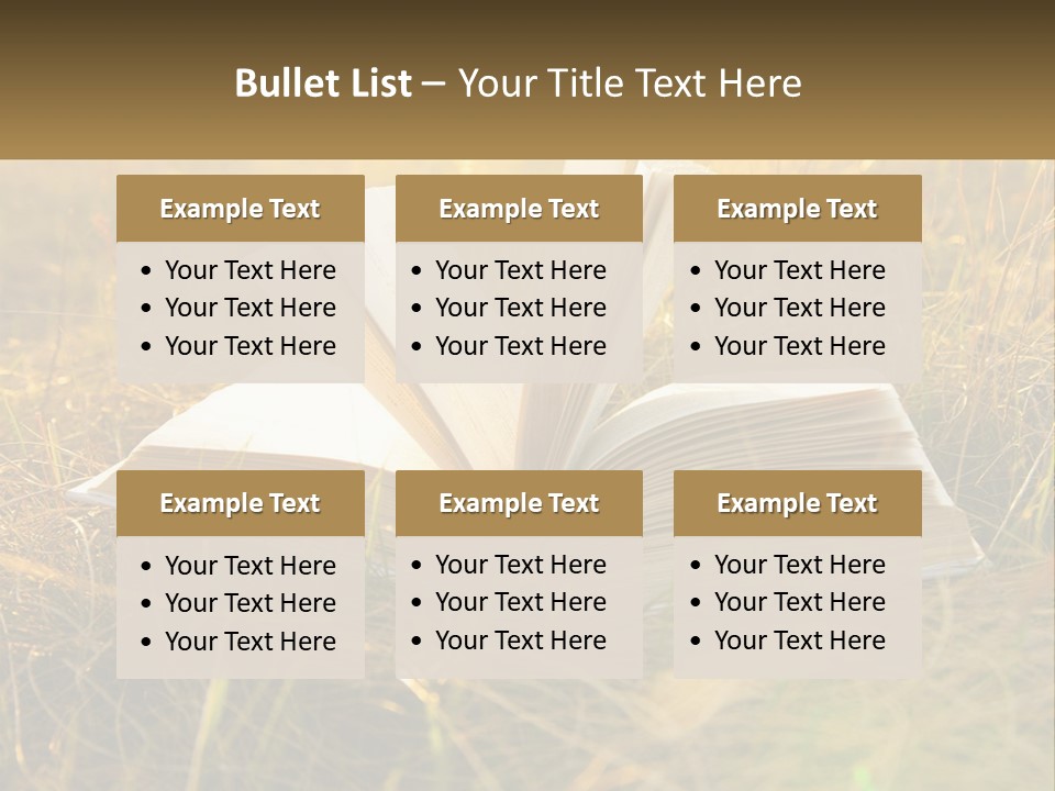 An Open Book Sitting On Top Of A Lush Green Field PowerPoint Template