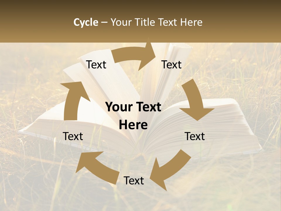 An Open Book Sitting On Top Of A Lush Green Field PowerPoint Template