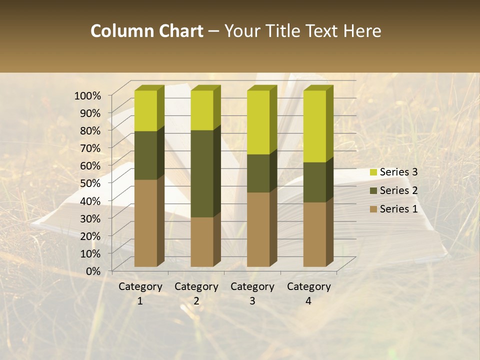 An Open Book Sitting On Top Of A Lush Green Field PowerPoint Template