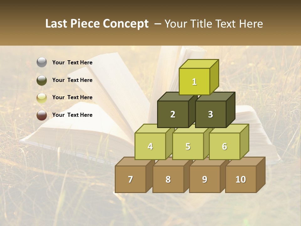 An Open Book Sitting On Top Of A Lush Green Field PowerPoint Template