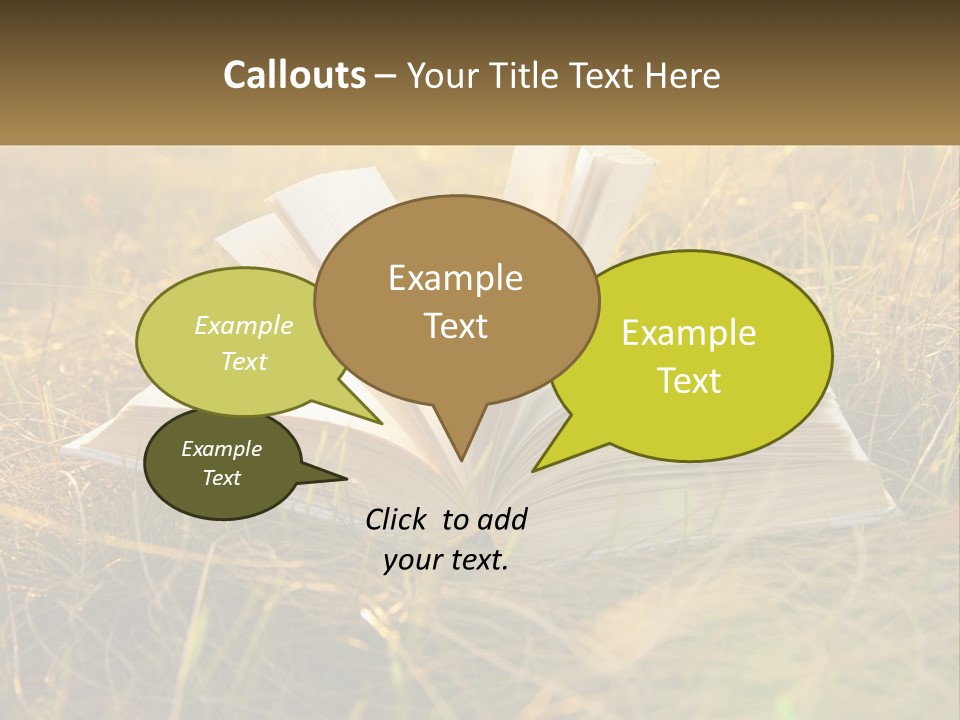 An Open Book Sitting On Top Of A Lush Green Field PowerPoint Template