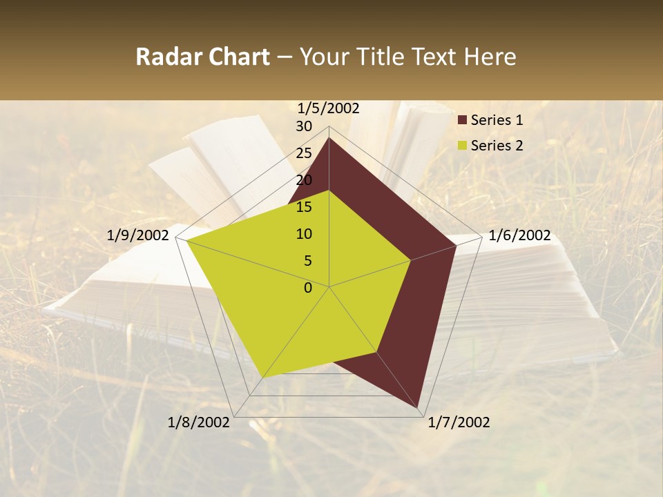 An Open Book Sitting On Top Of A Lush Green Field PowerPoint Template