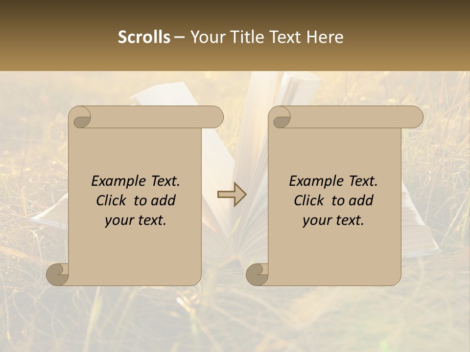 An Open Book Sitting On Top Of A Lush Green Field PowerPoint Template