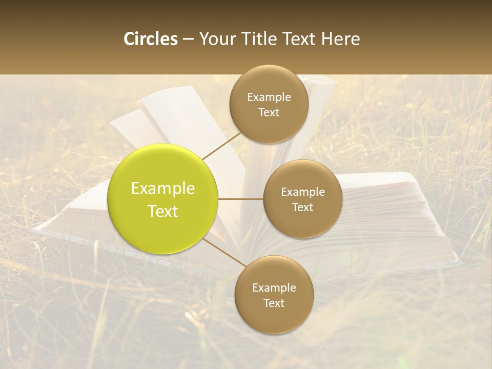 An Open Book Sitting On Top Of A Lush Green Field PowerPoint Template