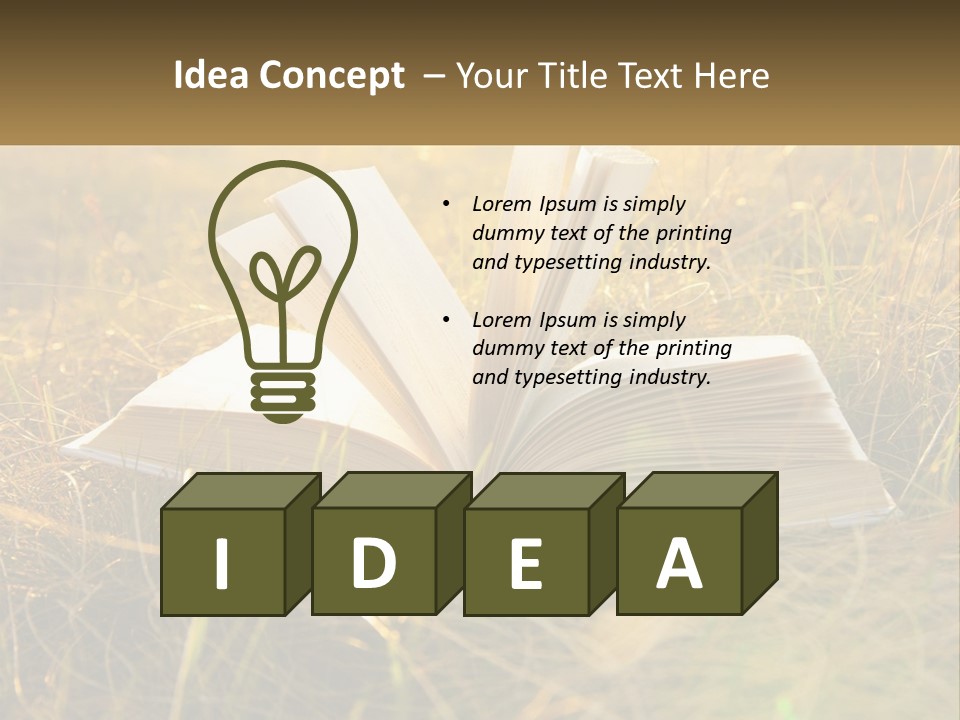 An Open Book Sitting On Top Of A Lush Green Field PowerPoint Template